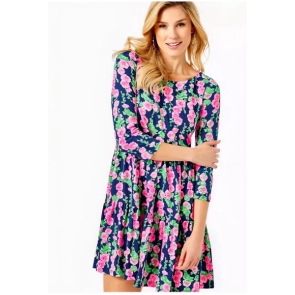 Lilly Pulitzer Women’s Sz S Pink Floral Tiered Dress Geanna Long Sleeve - Picture 1 of 16